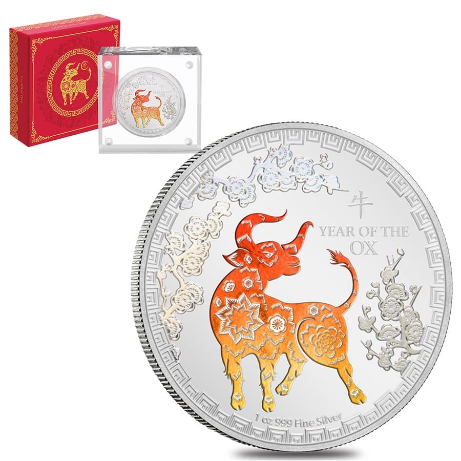 2021 Niue 1 oz Proof Colorized Lunar Year of the Ox $2 Silver Coin