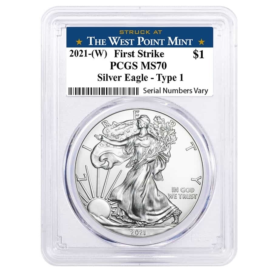 2021 1 oz Silver Eagle PCGS MS 70 FS WP | Bullion Exchanges