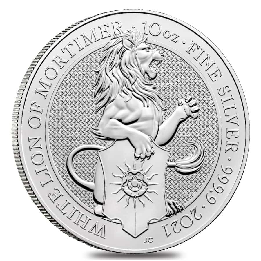 2021 Great Britain 10 oz Silver Queen's Beasts White Lion of