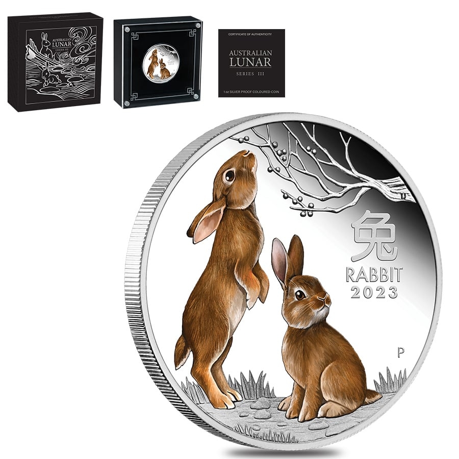 2023 1 oz Proof Colorized Silver Lunar Rabbit |Bullion Exchanges