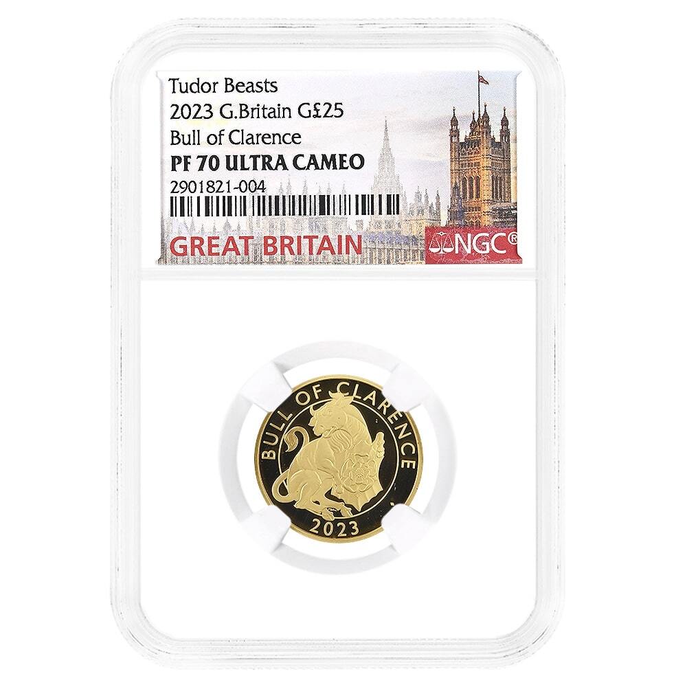 2023 1/4 oz Tudor Beasts Bull of Clarence Gold NGC PF 70
