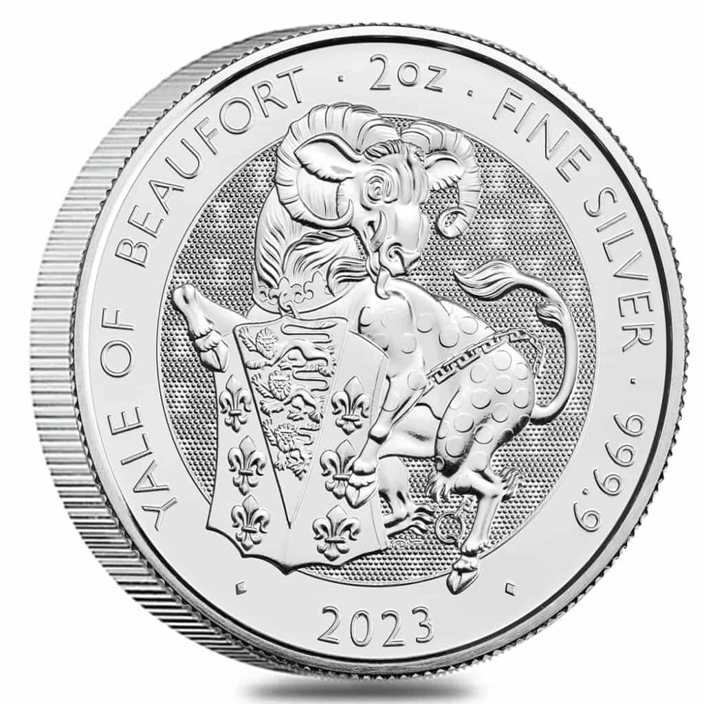 2023 Great Britain 2 oz Silver The Tudor Beasts Yale of Beaufort Coin .9999 Fine BU