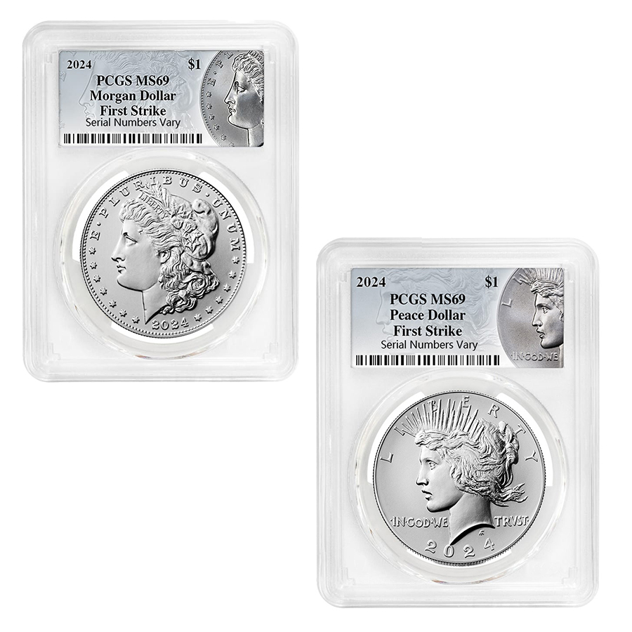 2024 Morgan and Peace Silver Dollar 2-Coin Set PCGS MS 69 FS (Morgan/Peace)