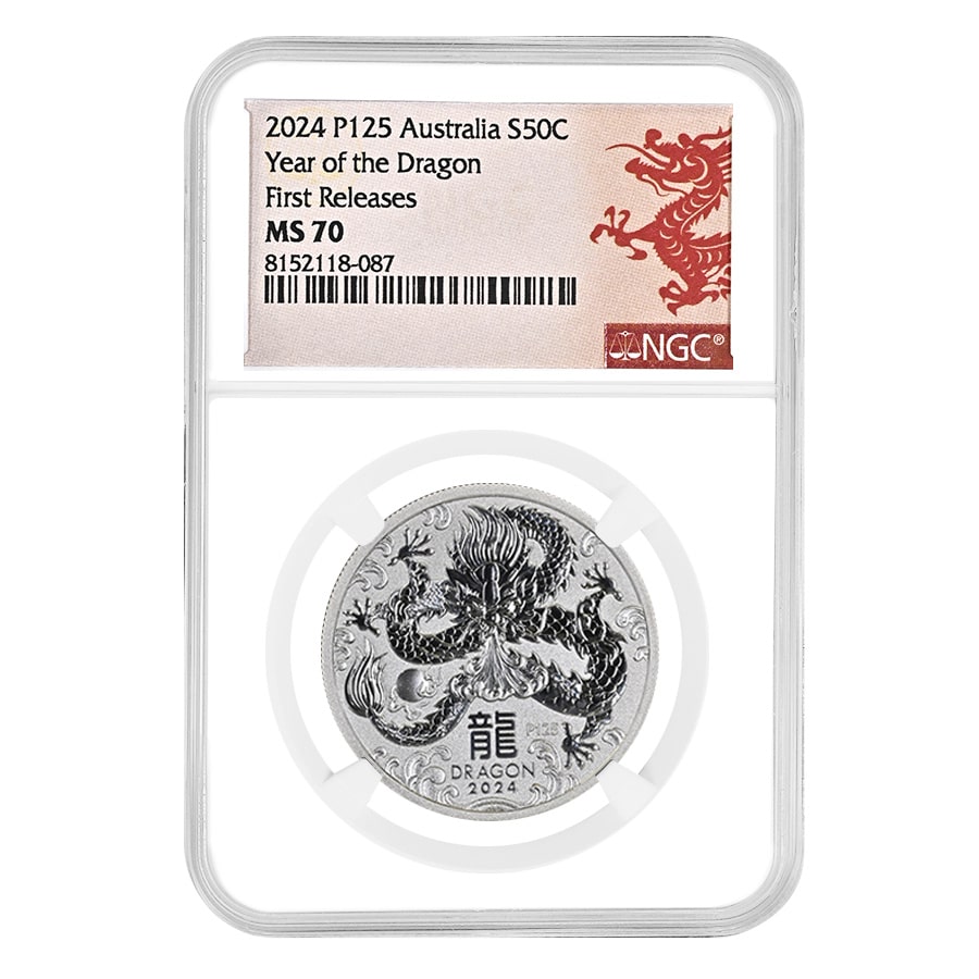 2024 1/2 oz Silver Lunar Dragon Perth Mint NGC MS 70 FR