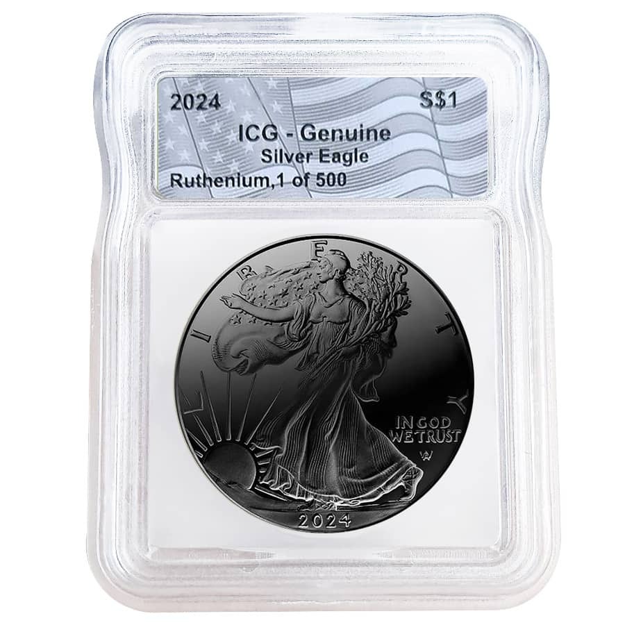 2024 1 oz Silver American Eagle Ruthenium Plated ICG Genuine