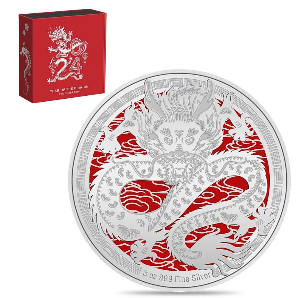 2024 Niue 3 oz Lunar Dragon Proof Colorized Silver Coin