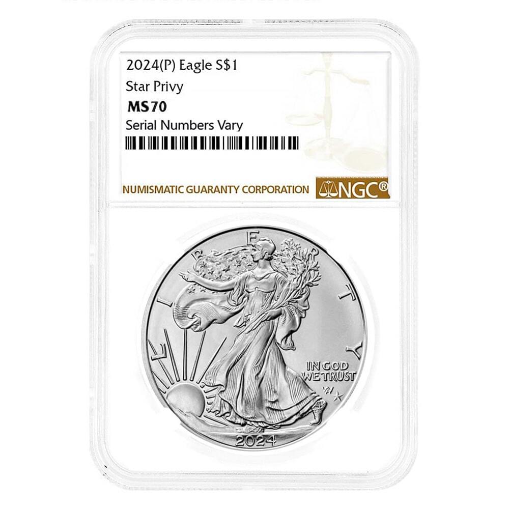 2024 (P) Star Privy 1 oz Silver American Eagle NGC MS 70