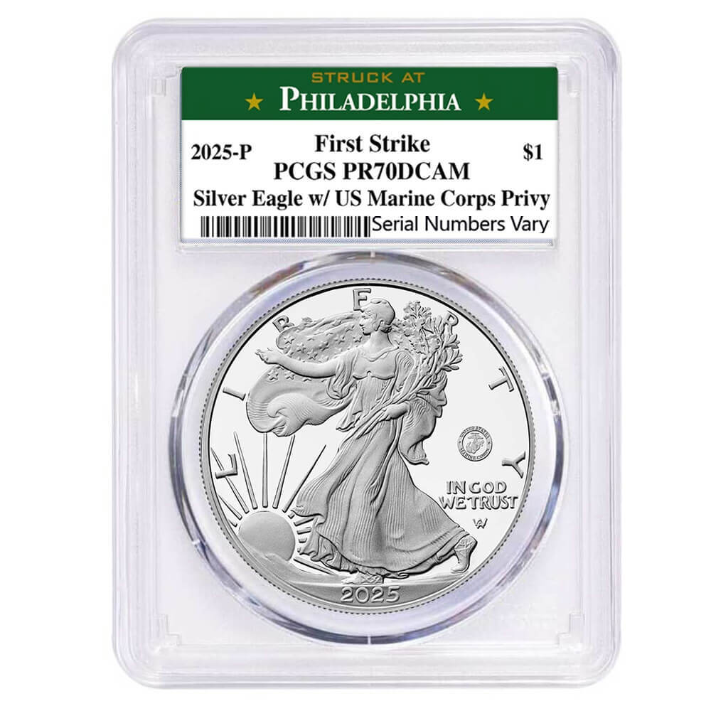 2025-P Marine Corps Privy 1 oz Proof Silver American Eagle PCGS PF 70 FS Philadelphia