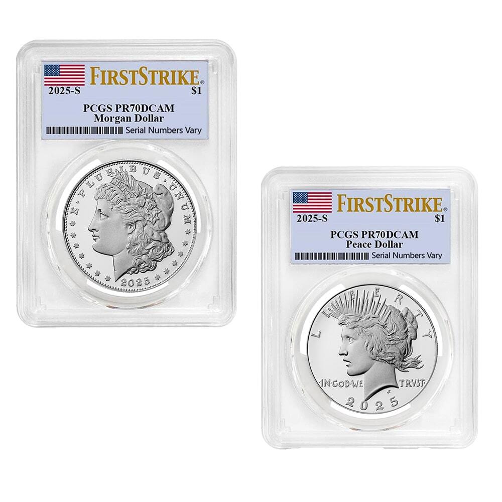2025-S Morgan and Peace Silver Dollar Proof 2-Coin Set PCGS PF 70 FS