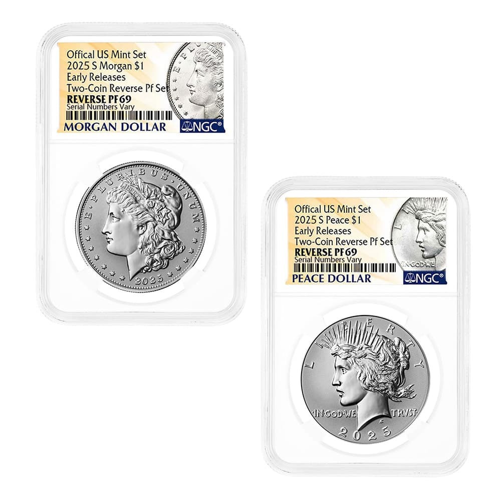 2025-S Morgan and Peace Silver Dollar Reverse Proof 2-Coin Set NGC PF 69 ER (Morgan/Peace)