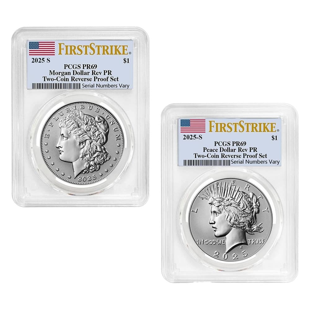 2025-S Morgan and Peace Silver Dollar Reverse Proof 2-Coin Set PCGS PF 69 FS