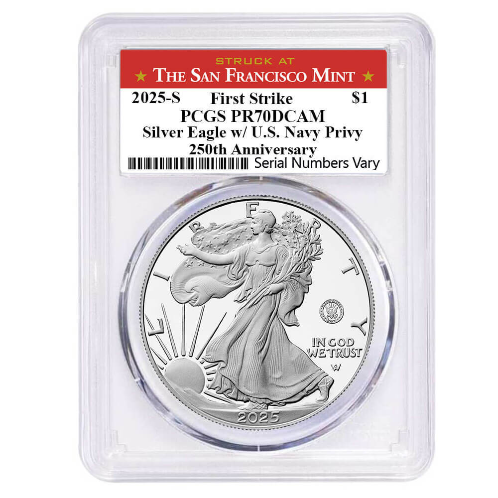 2025-S Navy Privy 1 oz Proof Silver American Eagle PCGS PF 70 FS SF Label