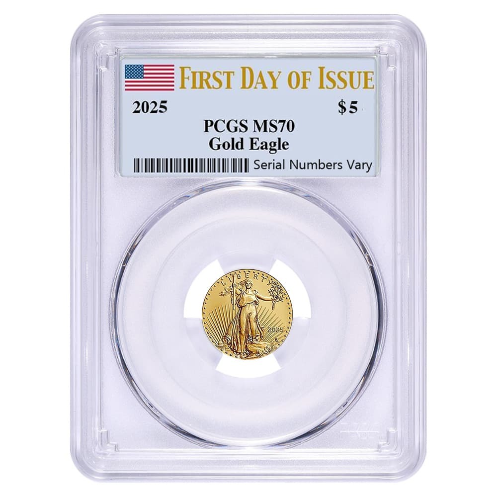 2025 1/10 oz Gold American Eagle Coin PCGS MS 70 FDOI