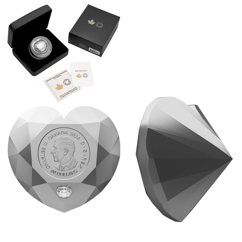 2025 Canada 2.5 oz Silver Heart Diamond Shaped Coin