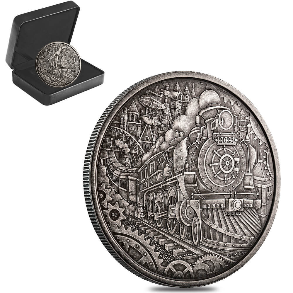 2025 Canada 3 oz Whimsical Tale Steam Locomotive Antiqued Silver Coin
