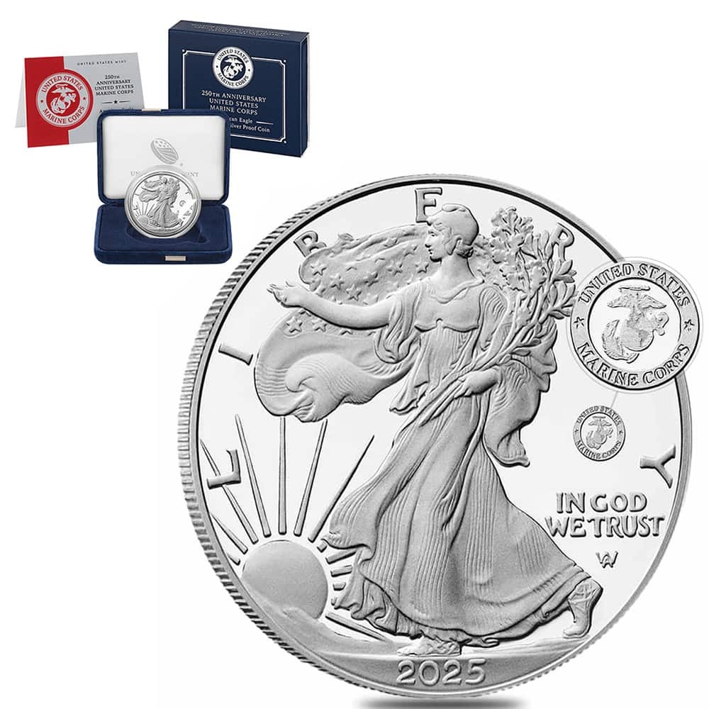 thumbnail image 2 of 2025-P Proof $1 American Silver Eagle – Marine Corps Privy Mark – NGC PF69UC 2 of 6
