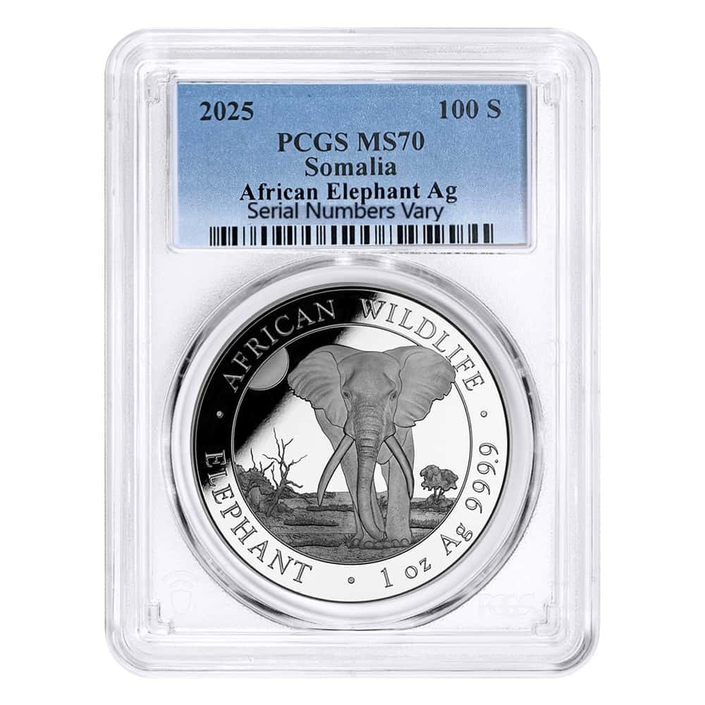 2025 Somalia 1 oz African Elephant Silver Coin PCGS MS 70