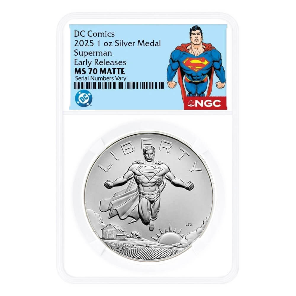 2025 US Mint 1 oz DC Comics Superman Silver Medal NGC MS 70 ER (Superman)