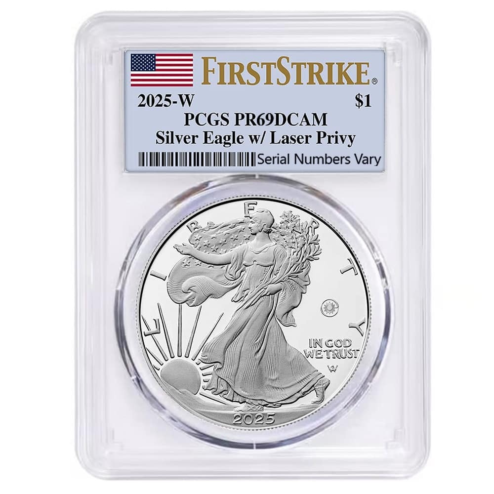 2025-W Laser Engraved Privy 1 oz Proof Silver American Eagle PCGS PF 69 FS