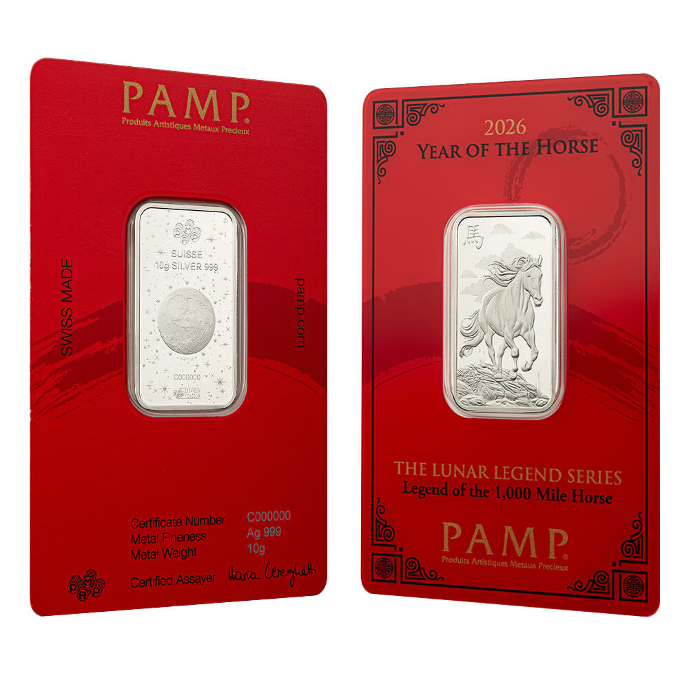 2026 10 Gram PAMP Suisse Lunar Horse Silver Bar (in Assay)