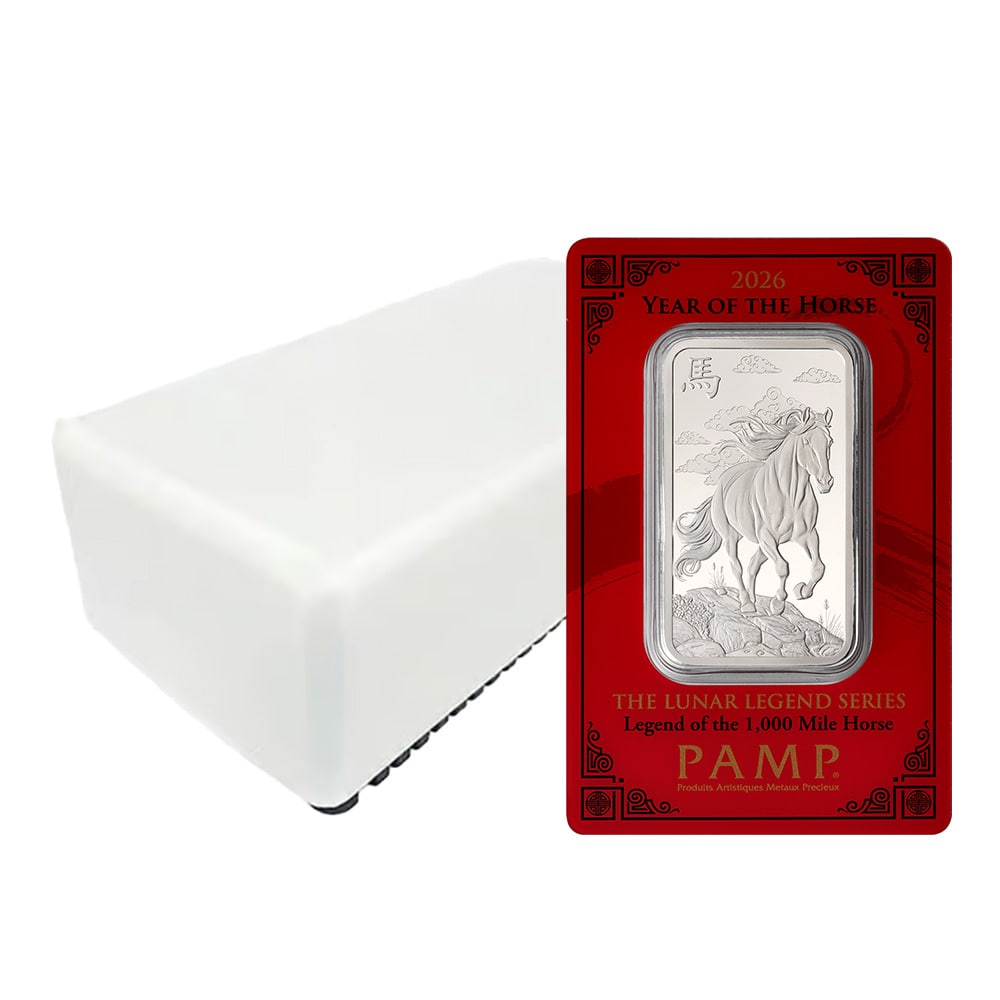Box of 25 - 2026 1 oz PAMP Suisse Lunar Horse Silver Bar (in Assay)