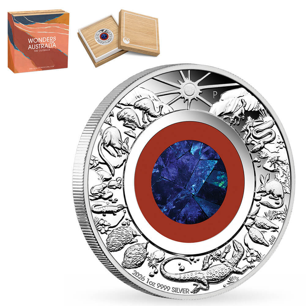 2026 1 oz Proof Silver Wonders of Australia The Outback Opal Coin Perth Mint