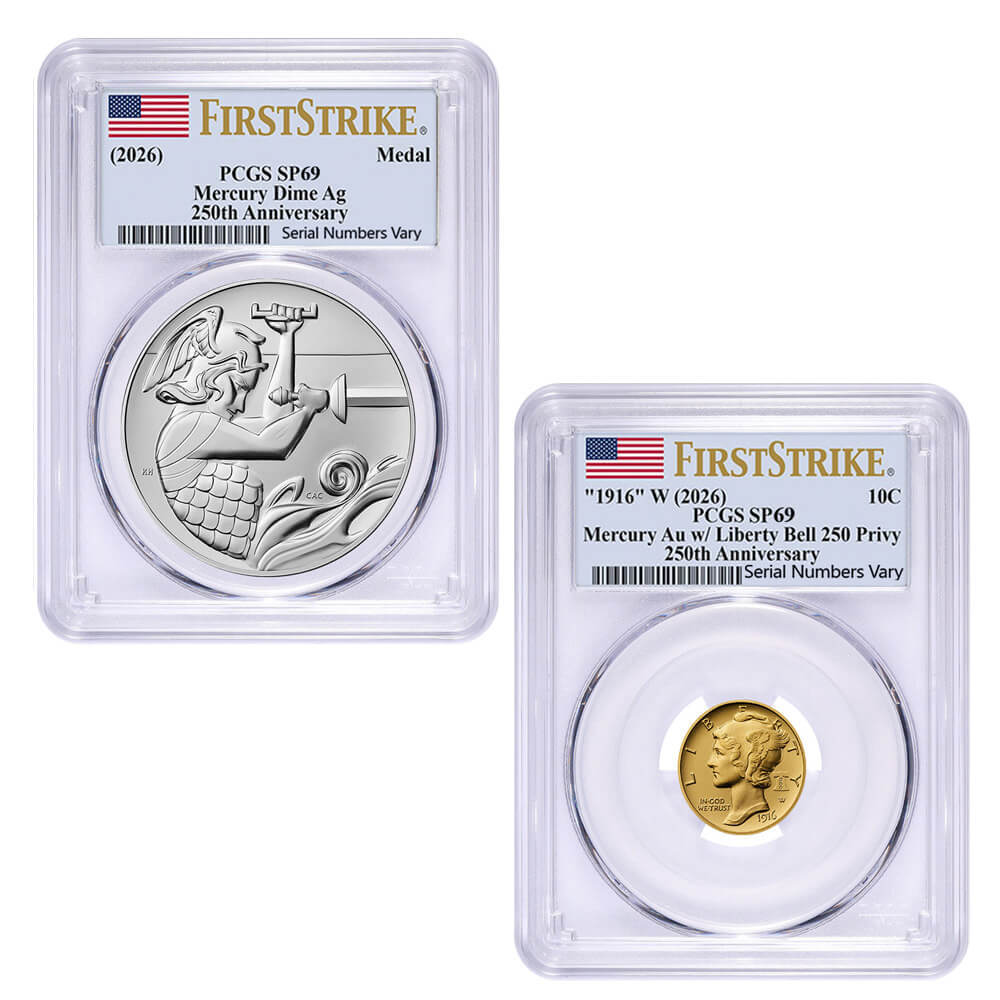 2026 1916 Mercury Dime Gold Coin & Silver Medal PCGS 69 FS