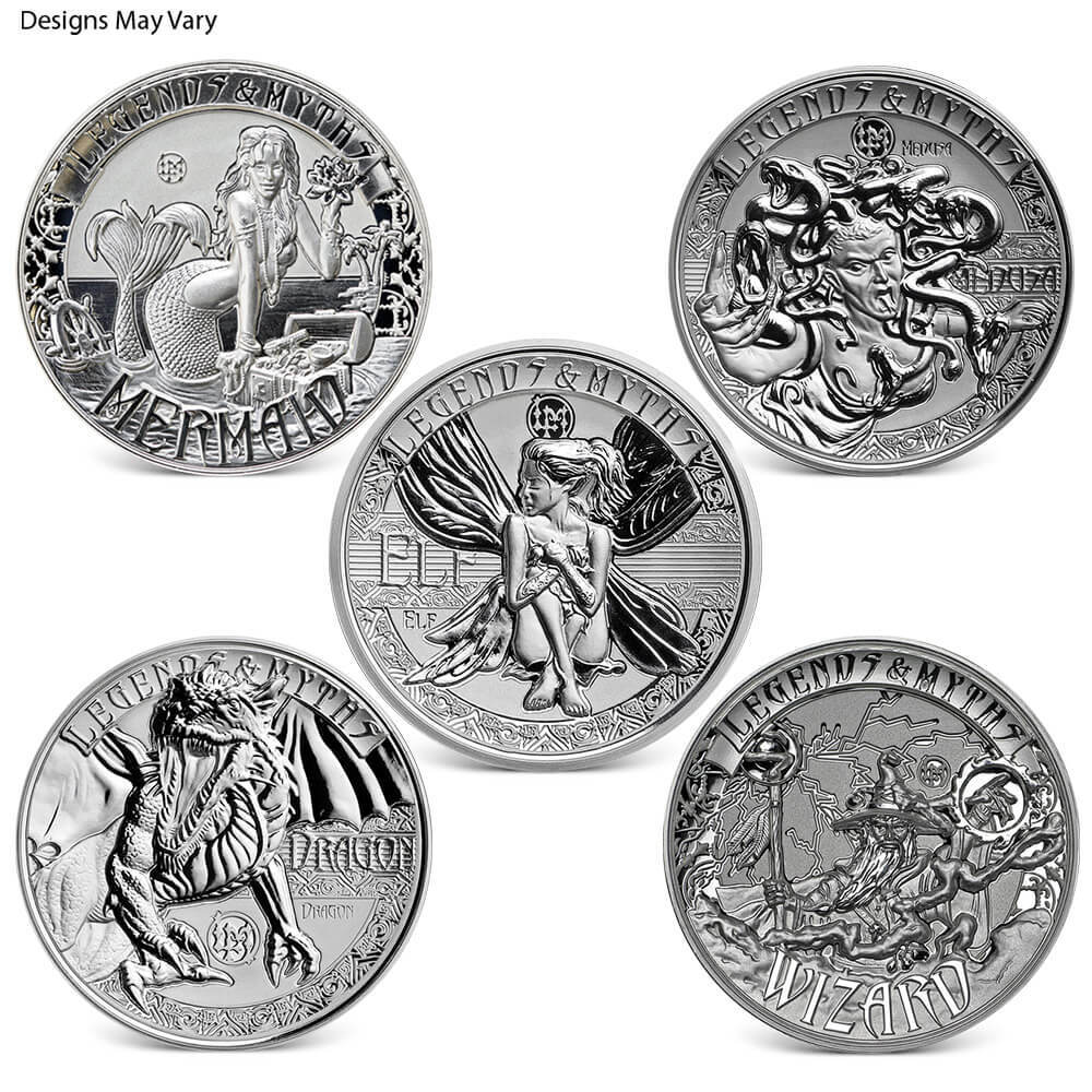2 oz Solomon Islands Legends & Myths High Relief Silver Coin (Random Design)
