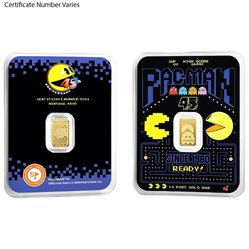 1 Gram PAMP Suisse PAC-MAN™ Gold Bar 45th Ann. (in TEP)