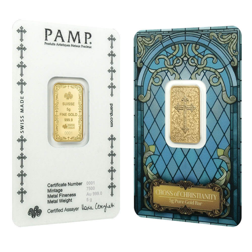 5 Gram PAMP Suisse Christian Cross Gold Bar (in Assay)