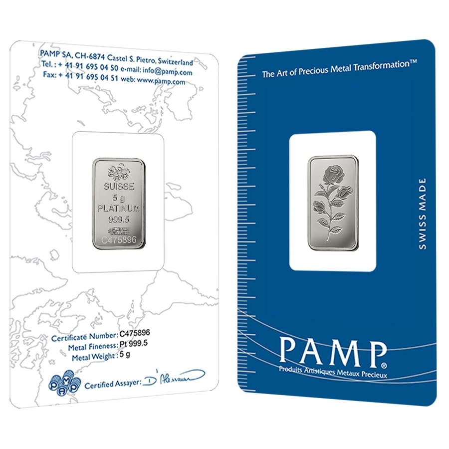 5 Gram Platinum Bar PAMP Suisse Rosa | Bullion Exchanges