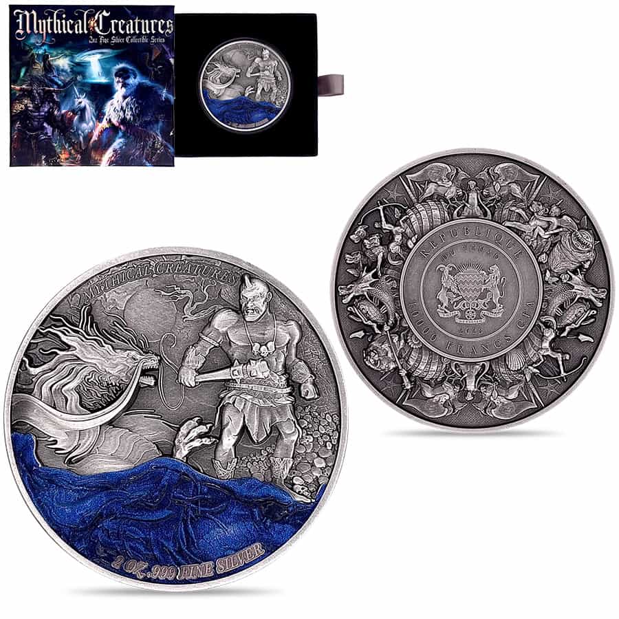 2023 Chad 2 oz Silver Dragon and Cyclops - Mythical Creatures 