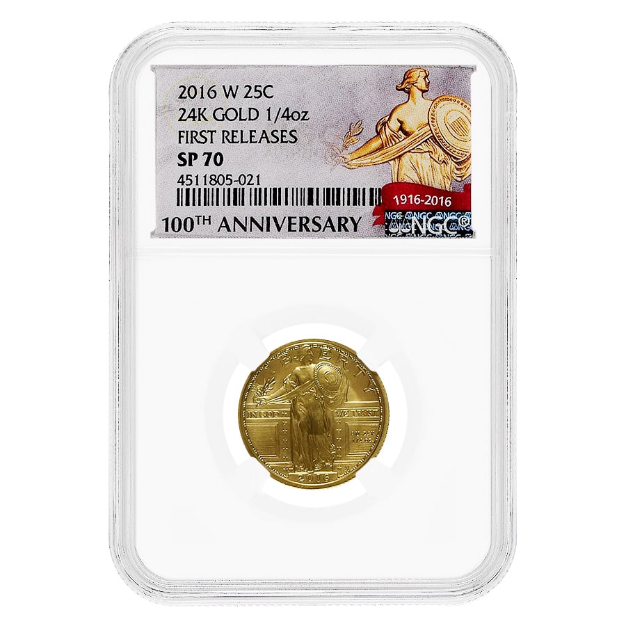 2016 1/4 oz Standing Liberty Quarter Gold Coin NGC SP 70 FR