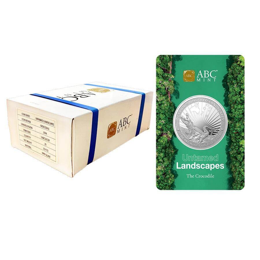 Box of 25 - 2024 1 oz Crocodile Untamed Landscapes Silver Coin