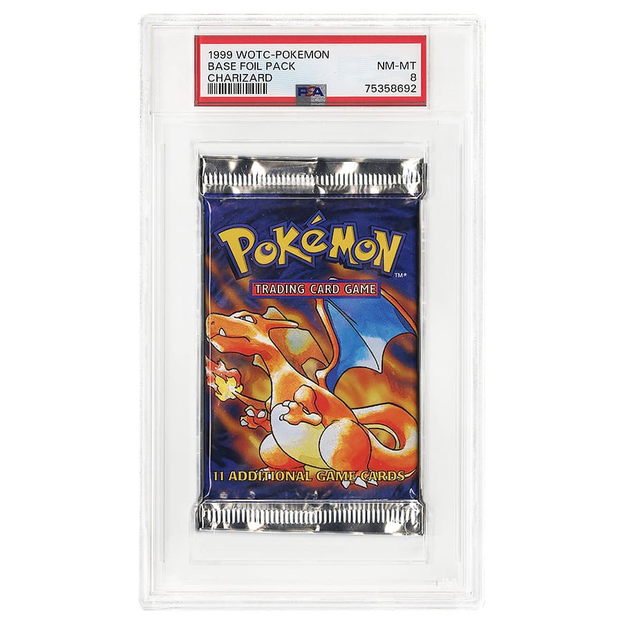 1999 Pokemon Base Foil Pack Charizard WOTC PSA NM-MT 8