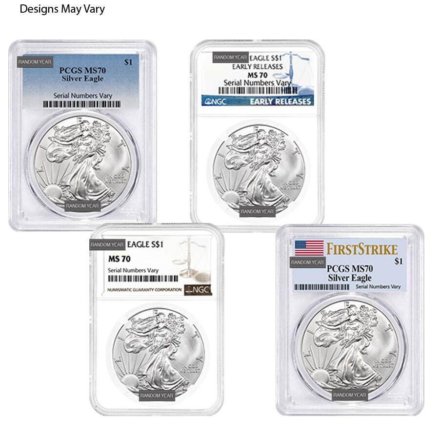 1 oz Silver American Eagle NGC/PCGS MS 70 (Random Year)