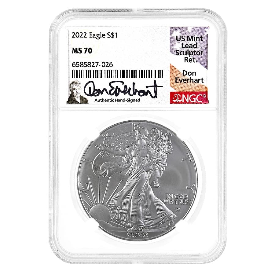 2022 1 oz Silver American Eagle NGC MS 70 (Everhart Sign)