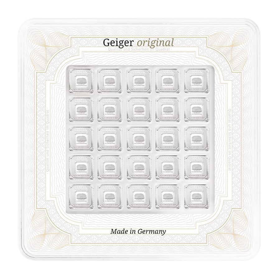 Geiger Card 25 x 1 gram Geiger Original Square Silver Bar Multicard