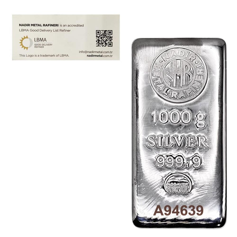 1 Kilo Nadir Refinery Silver Bar .9999 Fine (Assay)