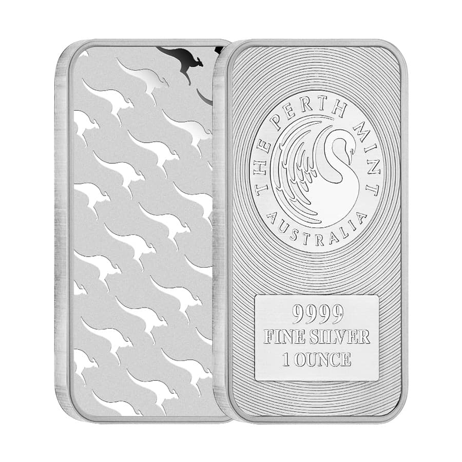 1 oz Australia Perth Mint Silver Kangaroo Bar .9999 Fine