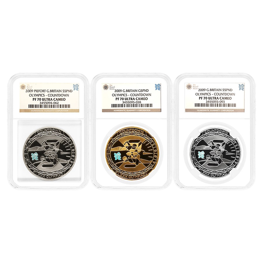 2009 GB 2012 London Olympics Countdown Gold/Silver 3-Coin Set