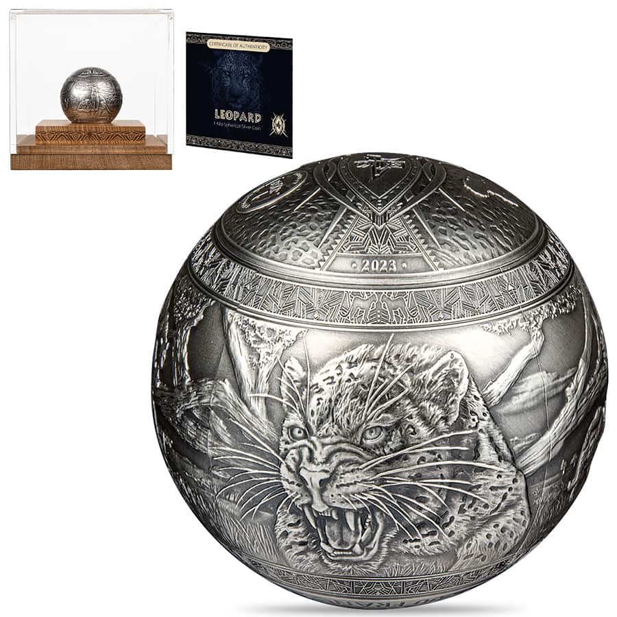 2023 1 Kilo Silver Big Five - Leopard Spherical Coin Djibouti