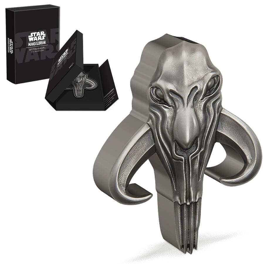 2023 5 oz Star Wars Mandalorian Mythosaur Shaped Silver Coin