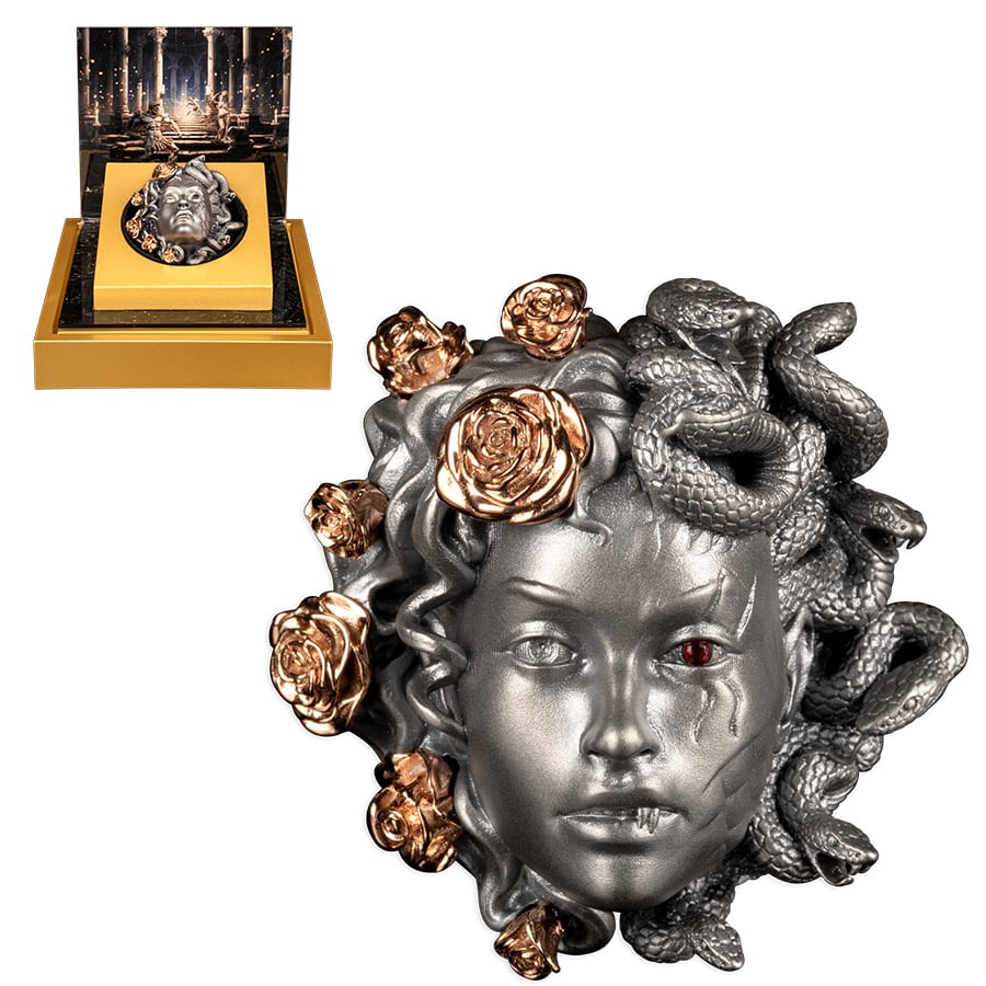 2024 Barbados 3 oz Silver Medusa Antiqued Coin in Stock