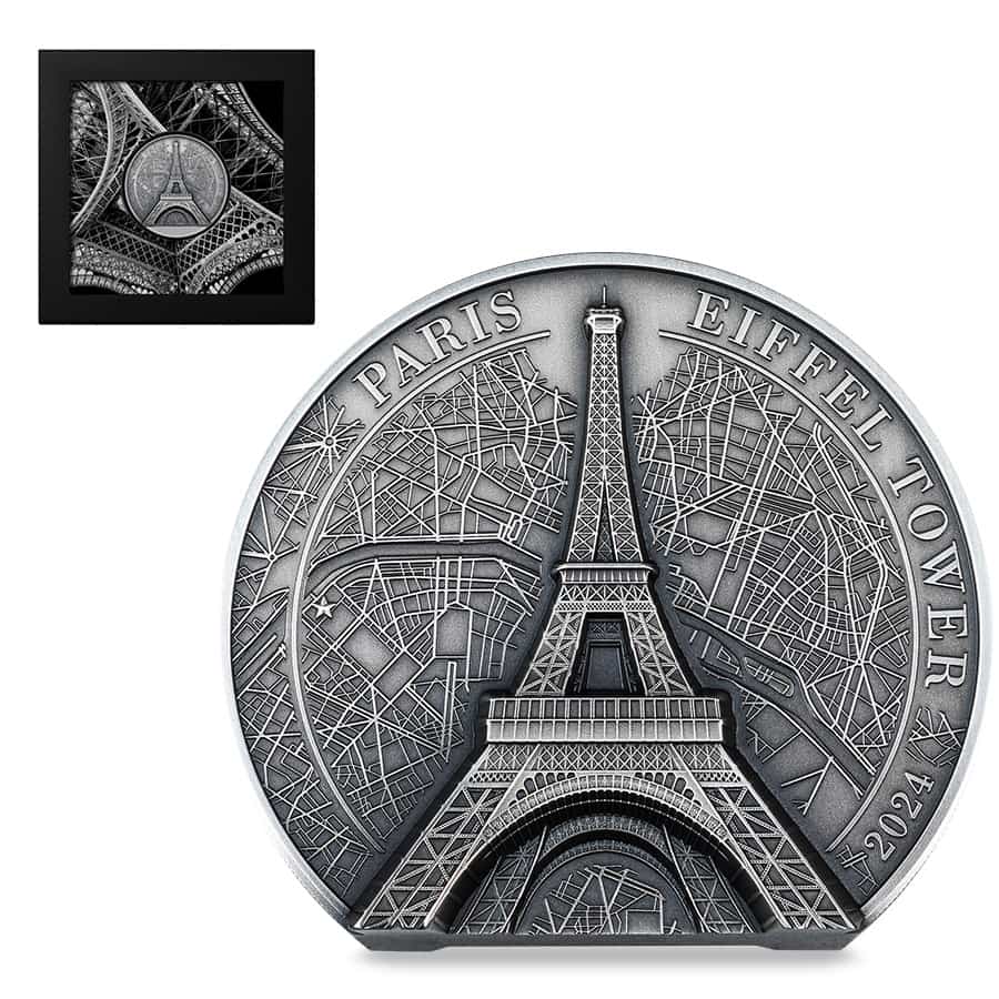 2024 Cook Islands 2 oz Silver Eiffel Tower Coin .9999 Fine