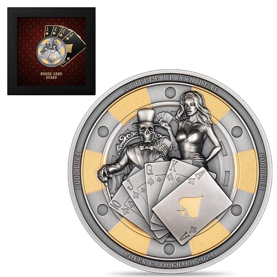 2024 Palau 1 oz Silver Poker Card Guard Coin .9999 Fine