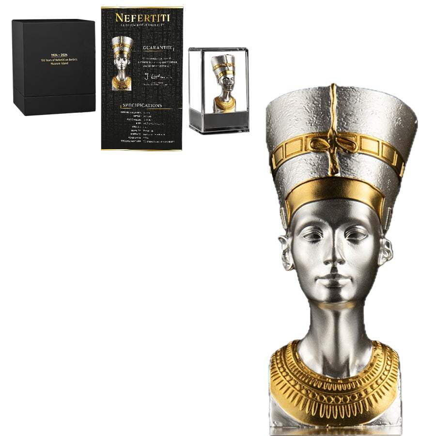 2024 Samoa 5 oz Silver Nefertiti Bust 3D Shaped Coin