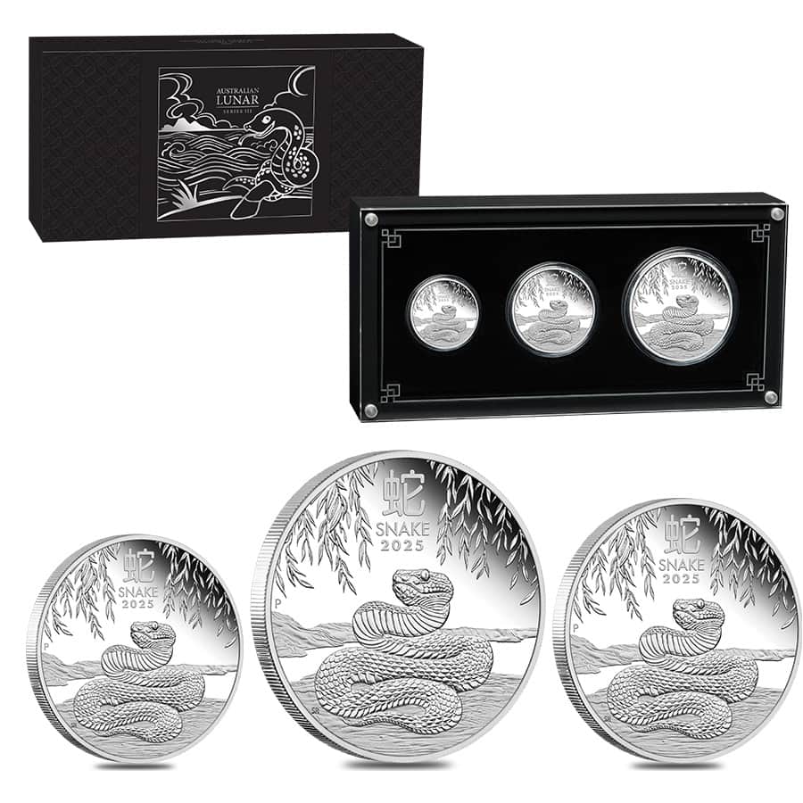 2025 3.5 oz Proof Silver Lunar Snake Set Australian Perth Mint