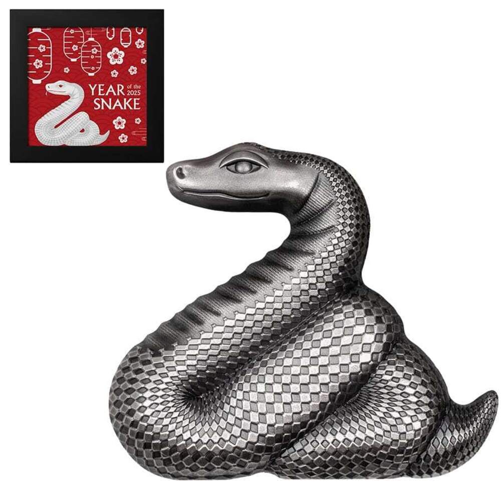 2025 Mongolia 1 oz Silver Lunar Year of The Snake Shaped Coin