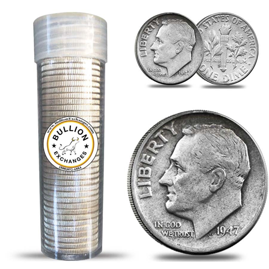 $5 Face Value Roosevelt Dimes 90% Silver 50-Coin Roll (Circ)